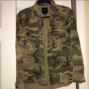 Camo print button up shirt